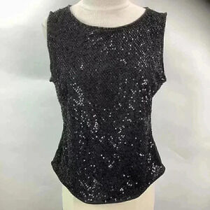 EUC Escada black  sequins top sz L
